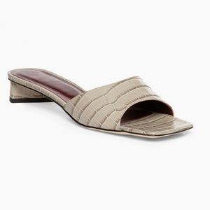 STAUD Simon Mule in French Grey Croc Embossed 37.5